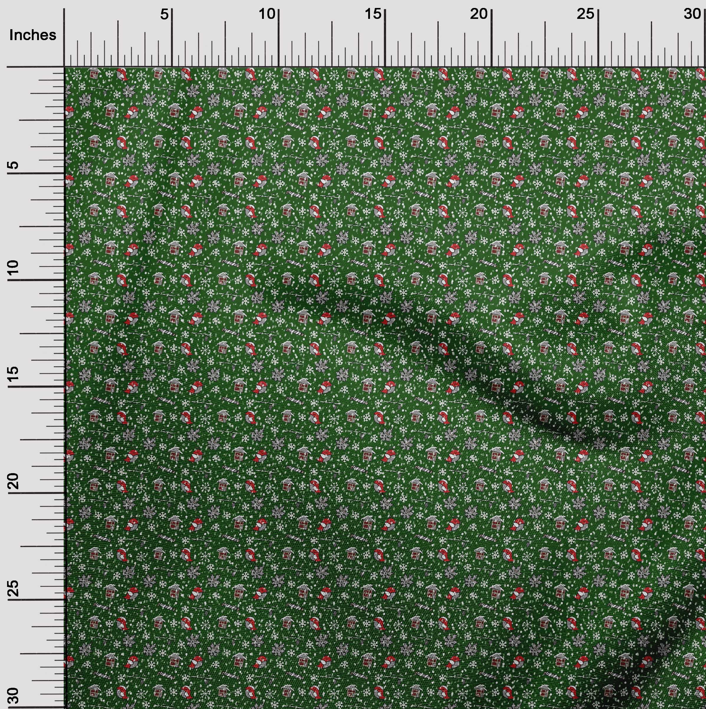 oneOone Cotton Poplin Green Fabric Christmas Sewing Craft Project Fabric Prints By Yard 56 -Inch Wide