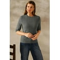 thumbnail image 4 of Arach&Cloz Women's Wool Blend Old Money Cable Knit Elbow Sleeve Sweaters 2025, 4 of 7