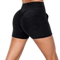 thumbnail image 2 of Yoga Shorts for Women High Waist Lifting Stretchy Slim Fit Solid Print Pocket Ruched Gym Shorts for Athletic Wear Black L, 2 of 4