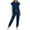 Navy, variant on RKSTN Womens Scrubs Hospital Scrub Set Solid Color V Neck Short Sleeve Pocketed Scrubs Top Elasticated Drawstring Cuffed Pants with Pockets Doctor Nurse Comfort Workweart