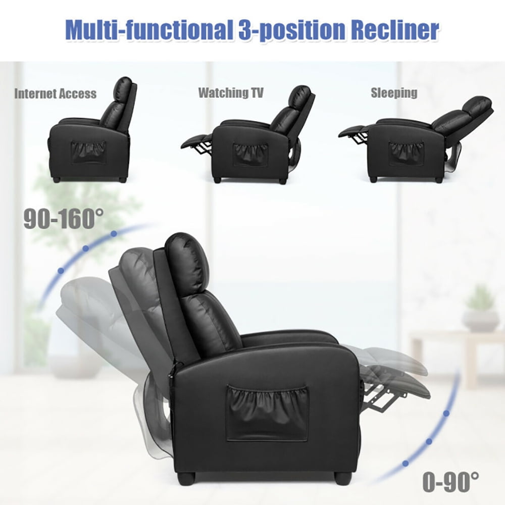 Finihen Massage Recliner Chair, Recliner Massage Winback Single Chair with Side Pocket, for Living Room, Bedroom, Black Finihen Massage Recliner Chair, Recliner Massage Winback Single Chair with Side Pocket, for Living Room, Bedroom, Black