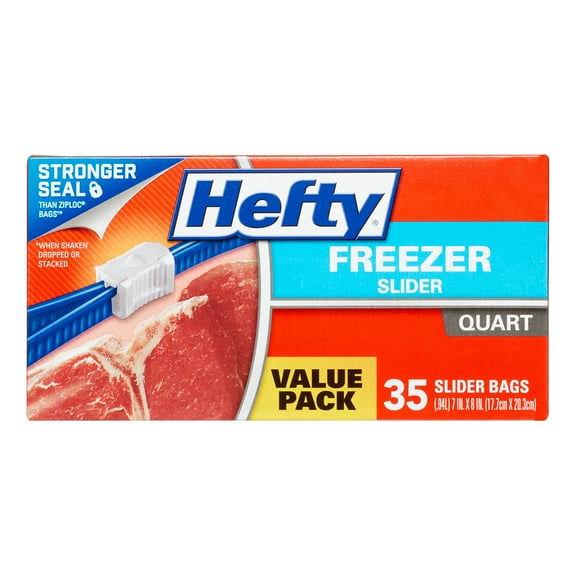 Hefty Slider Freezer Bag, Quart, 35 Ct (Pack of 4)