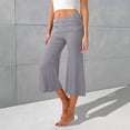 thumbnail image 2 of Delayuji Womens Capri Pants Casual Yoga Pant High Waisted Elastic Yoga Short Flared Pants Summer Sport Wear, 2 of 8