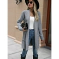 thumbnail image 3 of Fall Long Sleeve Cardigan Sweaters for Women Trendy Winter Open Front Loose Knitted Cardigan with Pockets Grey XL, 3 of 8
