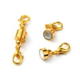 thumbnail image 2 of 2 Set Brass Magnetic Clasps Converter with Double Lobster Claw Clasps Column Golden 33x6mm Magnetic Clasps Converter: 12x6mm Lobster Claw Clasps: 10x5.5x3.5mm, 2 of 5