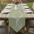 thumbnail image 6 of Sage Green Table Runner Linen Burlap Table Runner 60 Inches Long Minimalist Abstract Modern White Art Dresser Scarves for Kitchen Island Coffee Dining Room Party Wedding Holiday Decoration 13"x60", 6 of 8