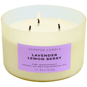 Lavender Lemon Berry Aromatherapy Candle 3 Wick Large Soy Scented Candles for Men and Women 15.8 Oz