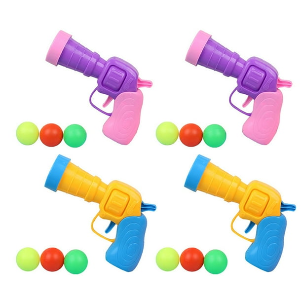 4 pelotas de ping pong elásticas para disparar, divertidas, de tenis de mesa, con dibujos animados y 12 bolas huecas para que los niños jueguen. Colores aleatorios.