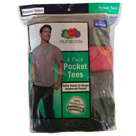 Fruit Of The Loom Men's 4-Pack Assorted Colors Pocket Tees Size: L (Fruit Of The Loom Best Pocket T Shirt)