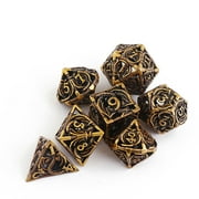 Dadiy Metal Dice DND Set Role-Playing D&D 7 Pure Copper Hollow polyhedral dice Suitable for Dungeons and Dragon RPG dungeon dragon(Gujin)