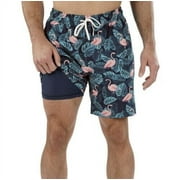 Mens Resort Premium Swim Trunks Board Shorts Swimwear Pink Flamingo