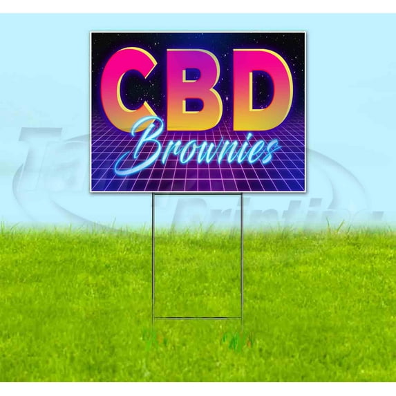 Cbd Brownies (18" x 24") Yard Sign, Includes Metal Step Stake