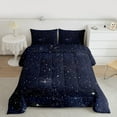 thumbnail image 2 of Manfei Teens Psychedelic Galaxy Queen Comforter Set, Dreamy Bling Stars Print Bedding Sets, Starry Sky Reversible Bedding Comforter Set, Microfiber Bedroom Decor, 3 Pieces, 2 of 8
