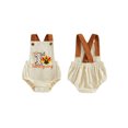 thumbnail image 3 of Cjfdfy Newborn Baby Boy Fall Thanksgiving Ouftits My First Thanksgiving Turkey Romper Turkey Embroidery Sleeveless Overalls Corduroy Bodysuit Cute Thanksgiving Fall Winter Outfit, 3 of 10