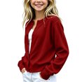 thumbnail image 3 of Mooqilaa Girls Cardigan Sweater, Long Sleeve Ribbed Knit Casual Button Front Fall Winter Cardigans Size 13-14 Years Wine, 3 of 5