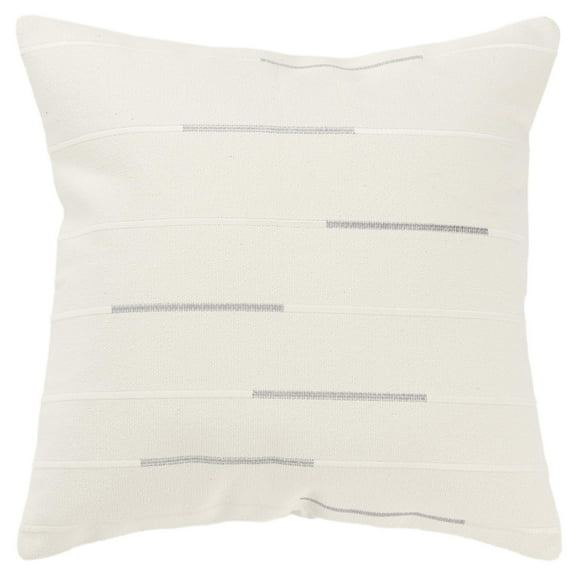 Rizzy Home Ivory/ Silver 20"X20" Geometric Woven Poly Filled Throw Pillow