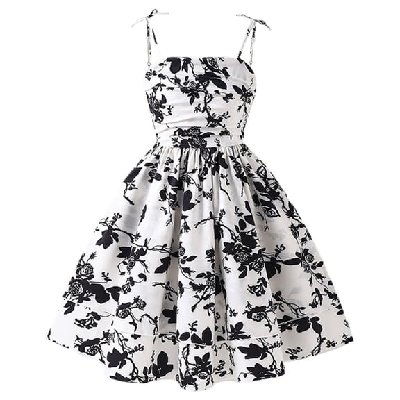 newwalpole Girls Summer Dress Maxi Spaghetti Strap Ruched Flowy Beach Boho Casual Teen Girl Sundress Black for Size 7-8 Years