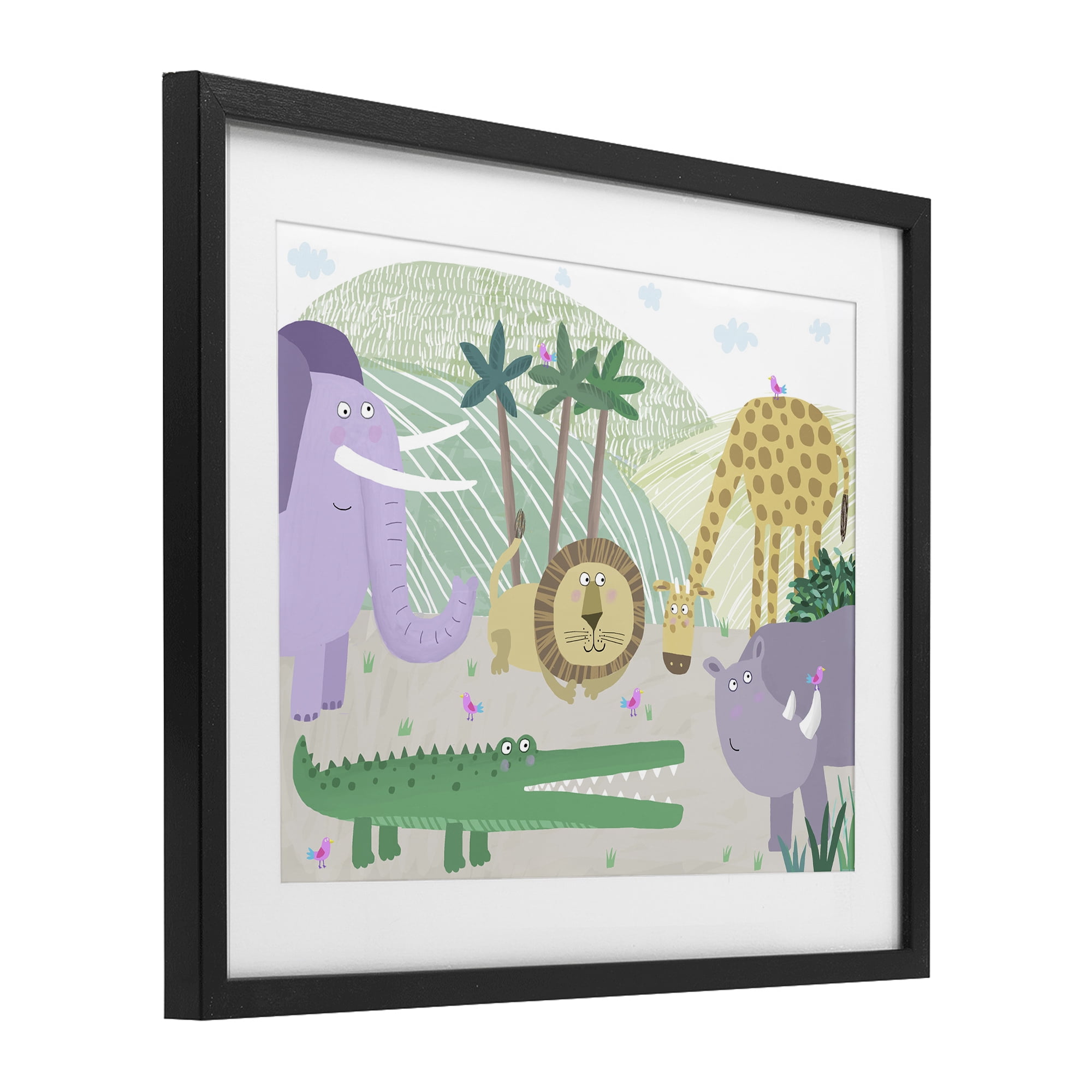 Stupell Industries Jungle Savannah Animals Black Framed Print Under Glass, design by Carla Daly