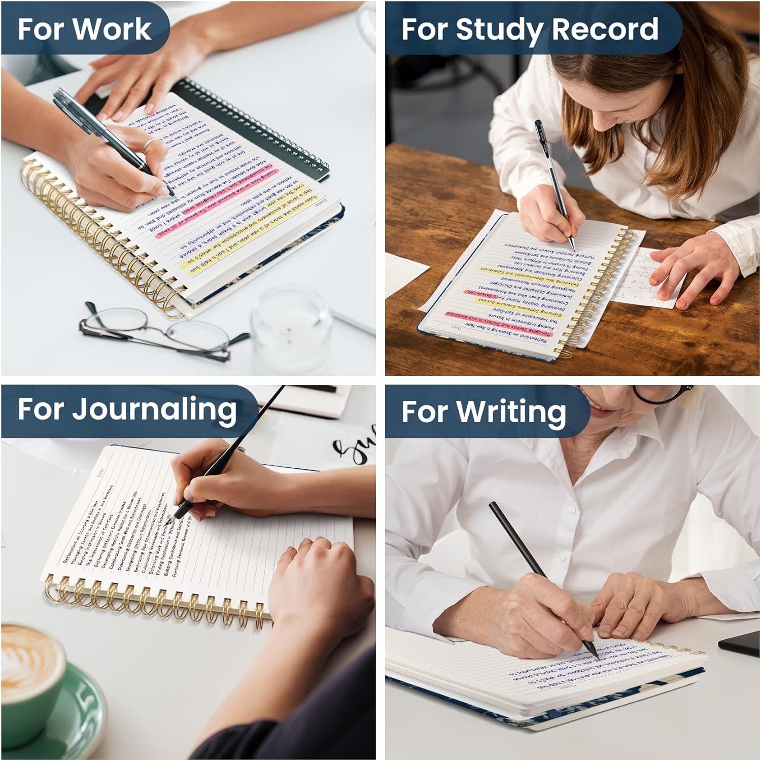 General Lined Spiral Notebook Journal for Work, 300 Pages Thick B5 (7.1"x10") College Ruled Journal for Women & Writing, Hardcover Notebook for Note Taking, Perfect for Office Home School,