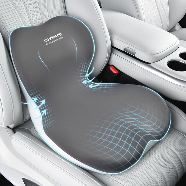 Funda para cojín de asiento de coche Coverado con espuma viscoelástica y soporte lumbar
