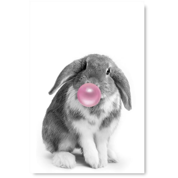 Awkward Styles Animal Poster Pink Unframed Decor Bunny Blowing Pink Bubble Gum Poster Decor Funny Bunny Decor Gifts Cute Bunny Pink Wall Art Nursery Room Decor Kids Room Decor Birthday Gifts for Kids