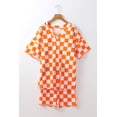 thumbnail image 5 of Women's Orange Checkerboard Print V Neck Loose Tee and Shorts Lounge Set | [ZhiHiMeRi] | (US 12-14)L, 5 of 11