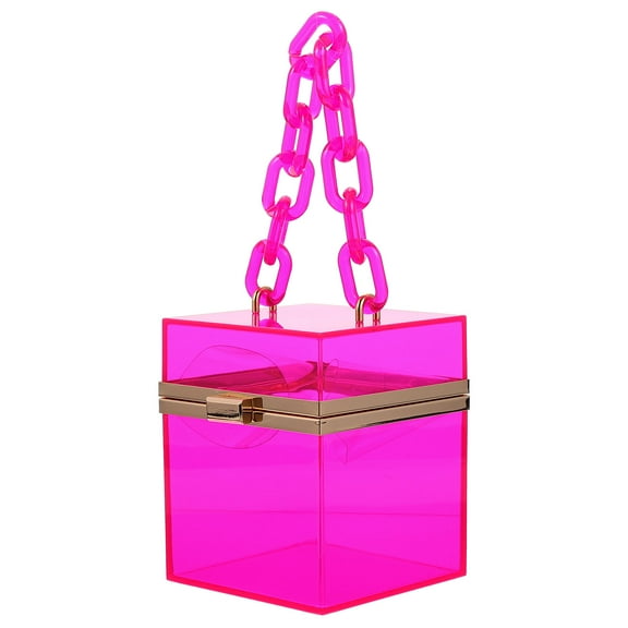OUNONA Acrylic Jelly Bag Pouches Clear Clutch Purses for Women Tote Bags Man Rosy