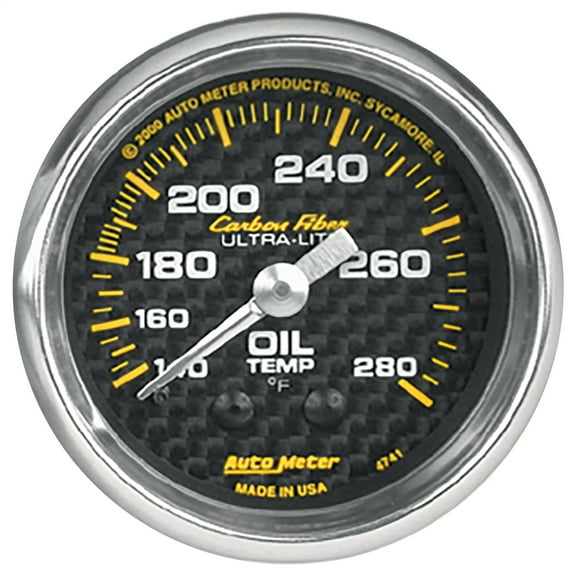 Autometer 4741 Carbon Fiber Mechanical Oil Temperature Gauge