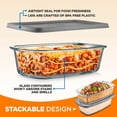 thumbnail image 6 of NutriChef 2 Sets of 62.07oz Stackable Premium Glass Meal-prep Food Container W/ Airtight Locking Lid, 6 of 7