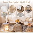 thumbnail image 5 of RADIATA 8 Pcs Boho Outdoor Furniture Set with Fire Pit Table Wicker Patio Sofa Chair, Cream, 5 of 10