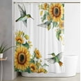 thumbnail image 2 of Shower Curtains for Bathroom-72"x84",Watercolor Sunflower Hummingbird Waterproof Bath Curtain Grommet Shower Curtain Set with Hooks,Spring Floral Plant Leaves Washable Bath Accessories, 2 of 7