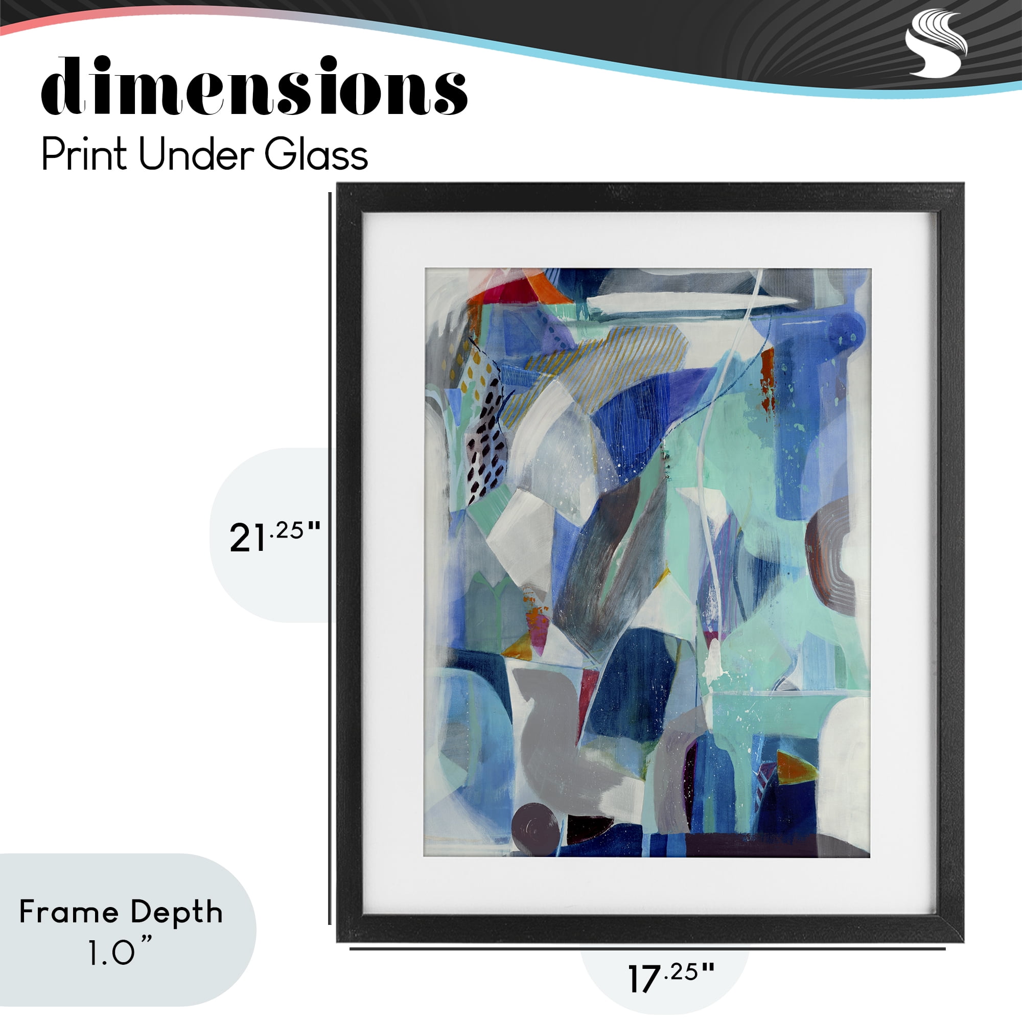 Stupell Industries Complex Blue Layers Black Framed Print Under Glass, design by Jill Martin