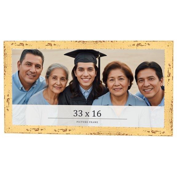 33x16 Frame Yellow Real Wood Picture Frame Width 1.25 inches | Interior Frame Depth 0.5 inches |