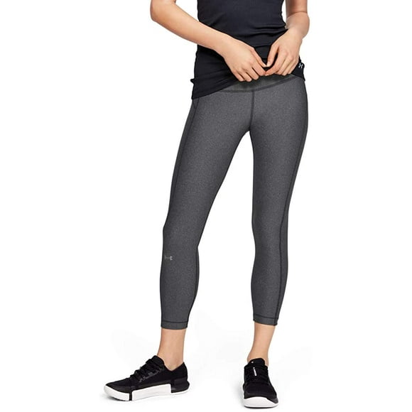 Under Armour Women's HeatGear Armour High Waisted Ankle Crop, Charcoal Light Heather (019)/Metallic Silver, Small