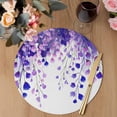 thumbnail image 3 of Spring Purple Wisteria Flowers Round 15 Inch Placemats Set of 8, Rustic Floral Branches HeatResistant Non Slip Place Mats for Dining Table, Wipeable Braided Kitchen Table Mats for Housewarming, 3 of 9