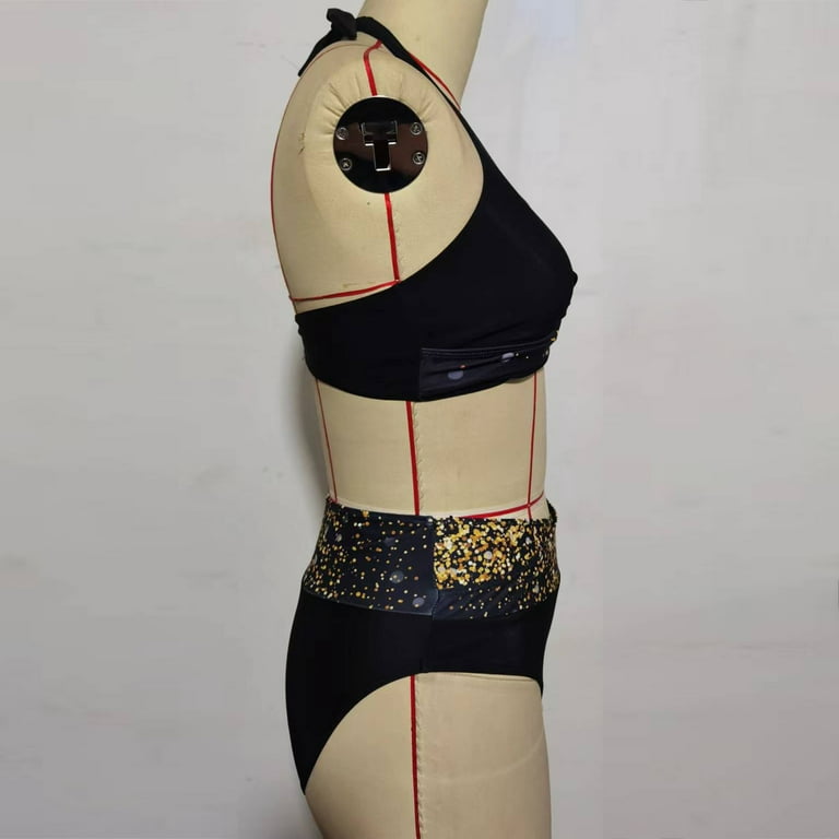 Aayomet Women Swimsuit Bathing Suits Swimwear V Neck Low Back Adjustable  Straps Bikini Thong,Black XX-Large 