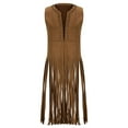 thumbnail image 5 of Hinvhai Womens Fringe Vest 70s Hippie Costume Sleeveless Cowgirl Western Faux Suede Tassel Leather Outerwear Brown 12(XXL), 5 of 7