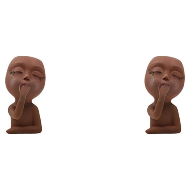 Maytalsory Wideapplication Multifunctional Flower Pot For Indoor And Outdoor Resin Succulent Planter Face Flower Pot Face Planters brown 2Set