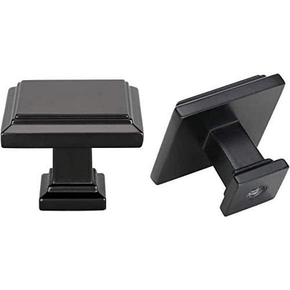 GHSDFBB (25 Pack) homdiy Black Cabinet Knobs Black Knobs-HD9111BK Kitchen Cabinet Knobs Square Cabinet Knobs for Dresser Drawers