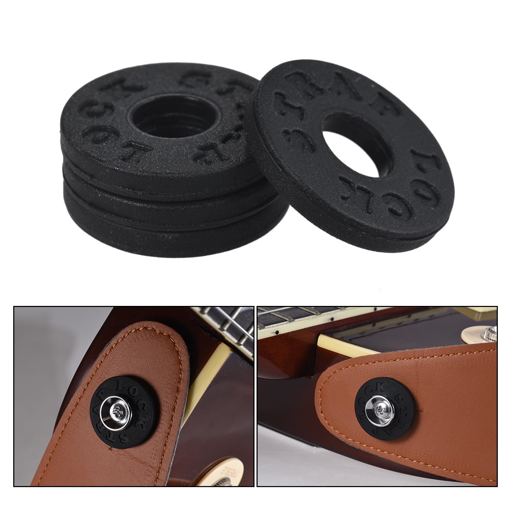D DOLITY 10 Pieces Guitar Bass Strap Block Rubber Safety Strap Lock Washer Cushion Gasket 25mm Diameter as described Red 