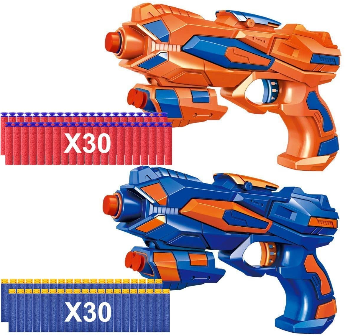 JoyX 2 Pack Blaster Guns Toy Guns for Boys with 60 Pack Refill Soft Foam  Darts for Kids Birthday Gifts Party Supplies Hand Gun Toys for 4 5 6 7 Year  