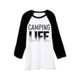 thumbnail image 1 of Camping Life Unisex 3/4 Sleeves Baseball Raglan T-Shirt Tee White Black Small, 1 of 4