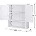 thumbnail image 3 of Bathroom Wall Cabinet, Over The Toilet Storage Cabinet with 2 Doors and Adjustable Shelf, Room Space Saver for Bathroom Kitchen,Wooden Medicine Cabinet Wall Mounted, 3 of 8