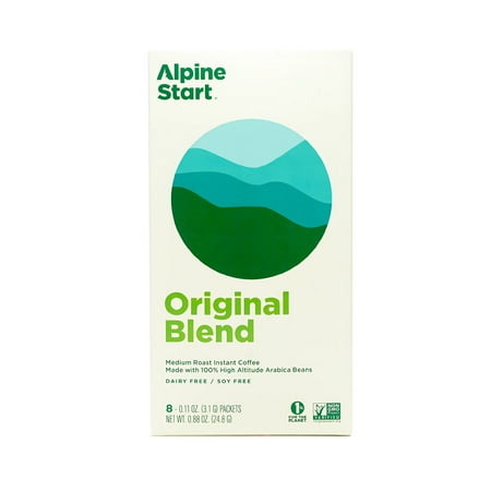 Alpine Start Original Blend, Medium Roast Instant Coffee, 8 Packs (0.11 oz Each)