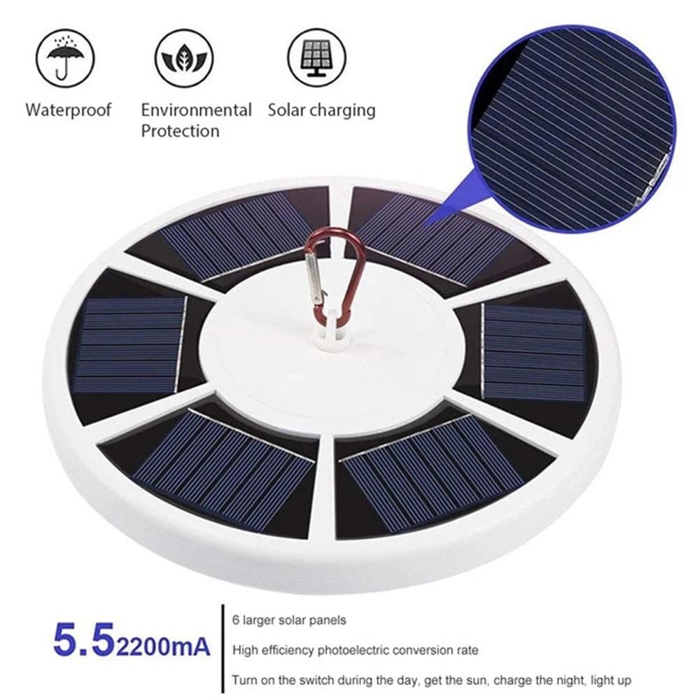 42 LED Solar Flag Pole Light with 6 Solar Panels, 2200mAh Battery, Two-Speed Dimming, Camping Light Function, IP55 Waterproof for Outdoor Flag Display