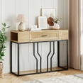 thumbnail image 6 of EastVita Rattan Console Table, Sofa Tables Narrow Entryway Table with Drawer and Storage, 40” Behind Couch Table Hallway Table Wood Boho Desk Home Furniture for Living Room, Foyer, Bedroom, 6 of 7