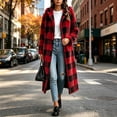 thumbnail image 2 of Edvintorg Womens Jackets Casual Plus Size Plaid Fleece Long Coat Long Sleeve Zip up Loose Hooded Outerwear Womens Clothes Red S-3XL, 2 of 7