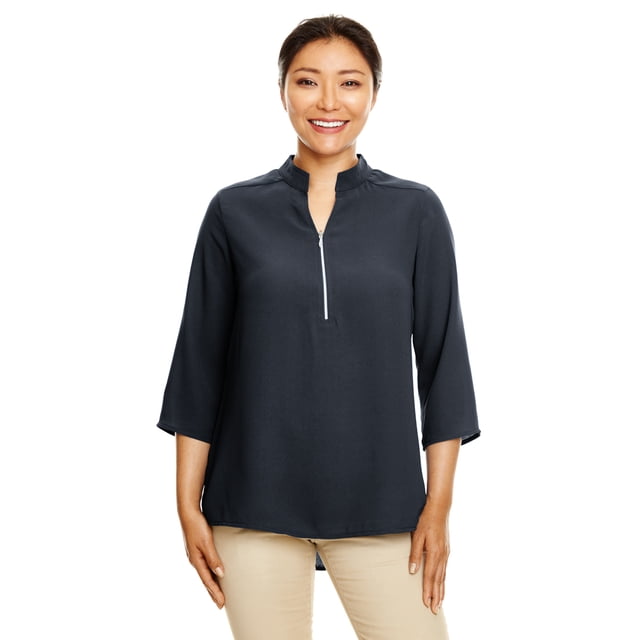 Túnica de crepé de manga 3/4 Perfect Fit™ para mujer NEGRO XS Devon & Jones DP611W