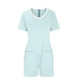thumbnail image 4 of Kayannuo Womens Blouses Short Sleeve T Shirts for Women Valentine's Day Women's Summer Casual Short Sleeve Rompers Loose Shorts Overalls Jumpsuit With Pockets, 4 of 6