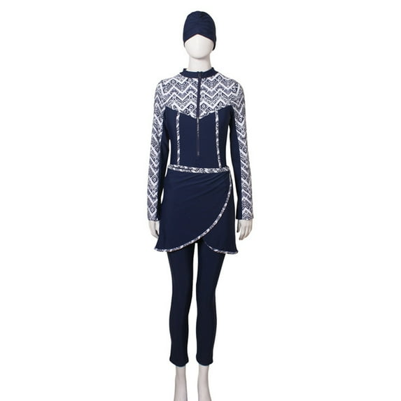 4 Piece SwimSuit Muslim Swimwear Chest Pad Islamic Beach Suit Burkini Women With Hijabs Swimwear 2XL